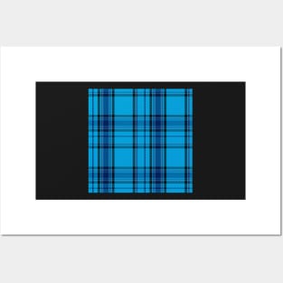 Dark Academia Plaid Tartan in Monochrome Royal Blue, Cornflower, and Navy Posters and Art